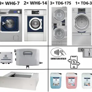 Self-service wasserij groot met WH6-7, WH6-14, TD6-17S en TD6-30