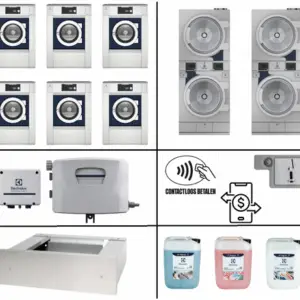 Self-service wasserij middel met 6× WH6-14 en 2× TD6-17S
