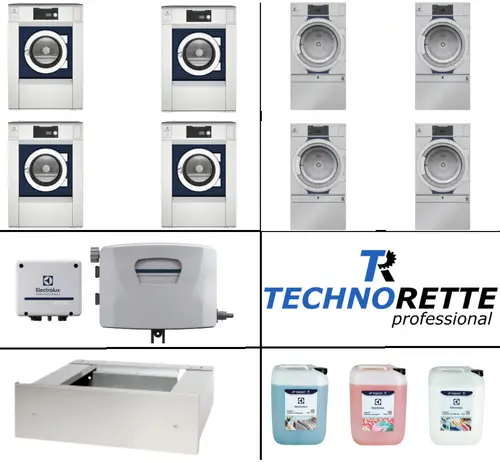 commerciële wasserij middel configuratie 4× WH6-33 en 4× TD6-30