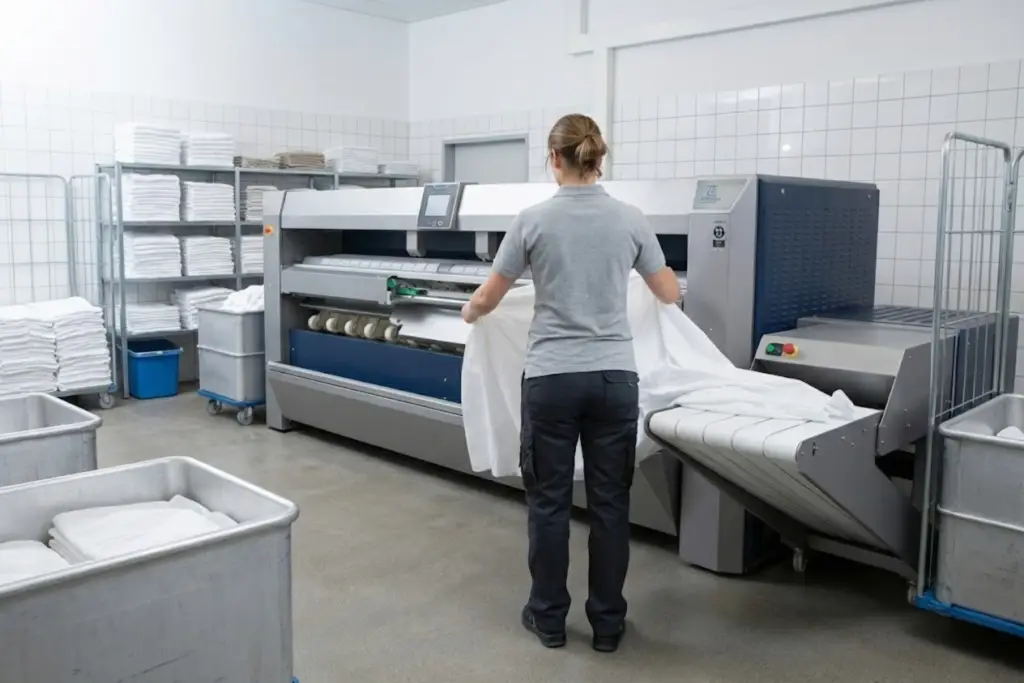 Refurbished en tweedehands professionele strijkmangel voor hotels en wasserijen